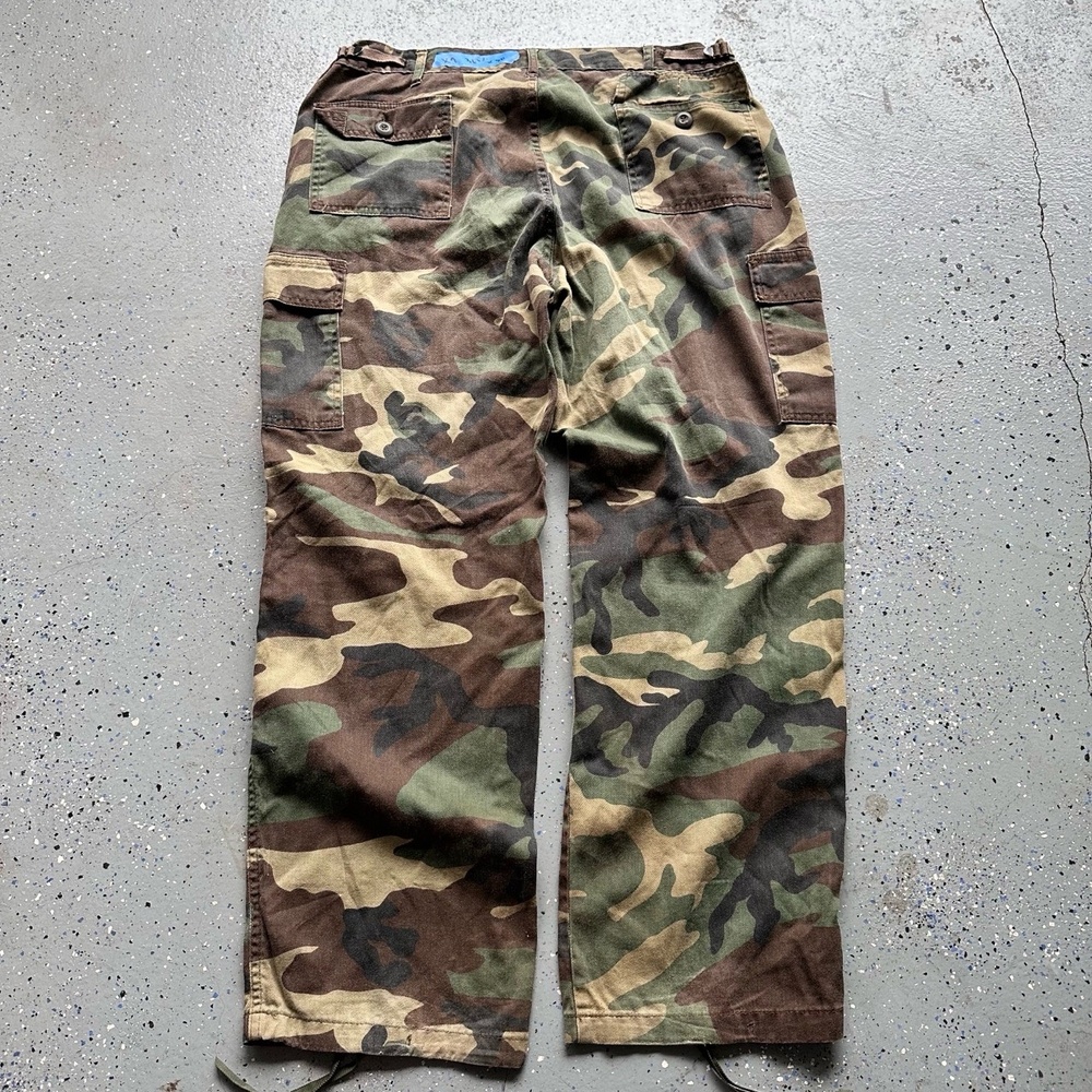 VTG Military Issued 80s Camo Cargo Pants 36x30 Adjustable Waist Drawstring